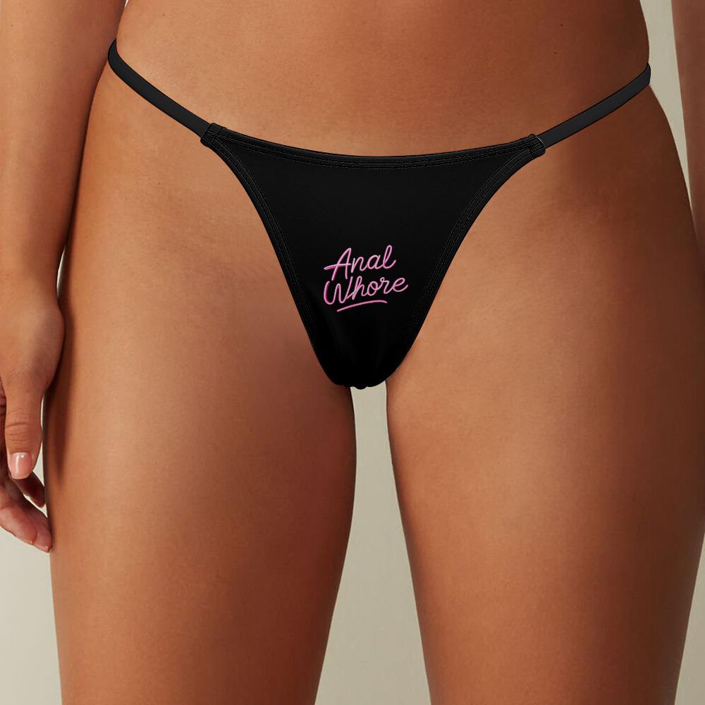 Anal Whore Thong Panties - Bold BDSM Lingerie - Naughty Black Underwear Gift for Her - Adult Humor Bachelorette Gag Gift Sexy Thong