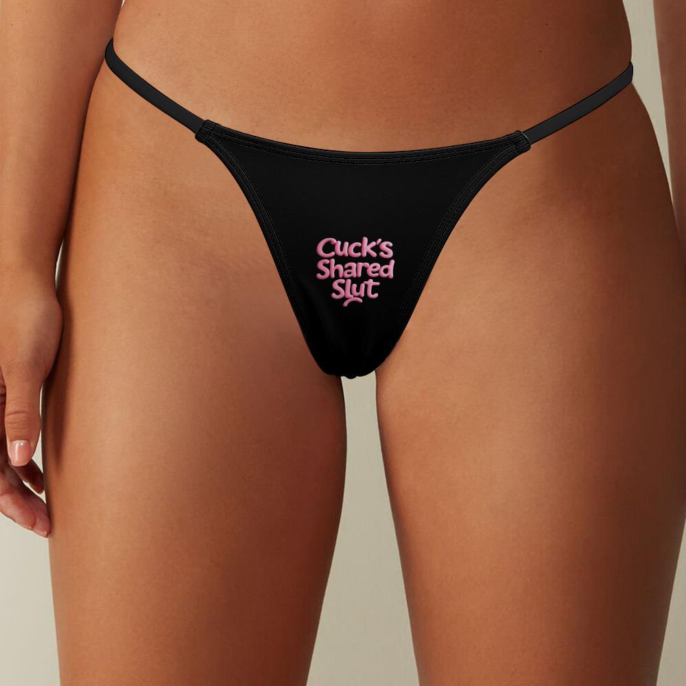 Cucks Shared Slut Thong Panties - Cuckold Lifestyle Lingerie - Naughty Black Underwear Gift - Adult Humor Hotwife Couples Sexy Thong