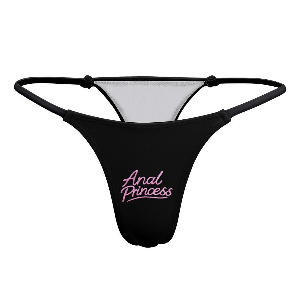 Anal Princess Thong Panties - Funny Naughty Underwear - Adult Humor Lingerie Gift - Bachelorette Party Gag Gift - Sexy Black Thong for Her