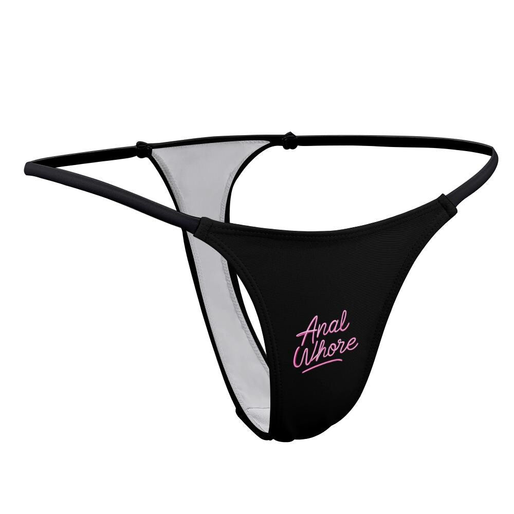 Anal Whore Thong Panties - Bold BDSM Lingerie - Naughty Black Underwear Gift for Her - Adult Humor Bachelorette Gag Gift Sexy Thong