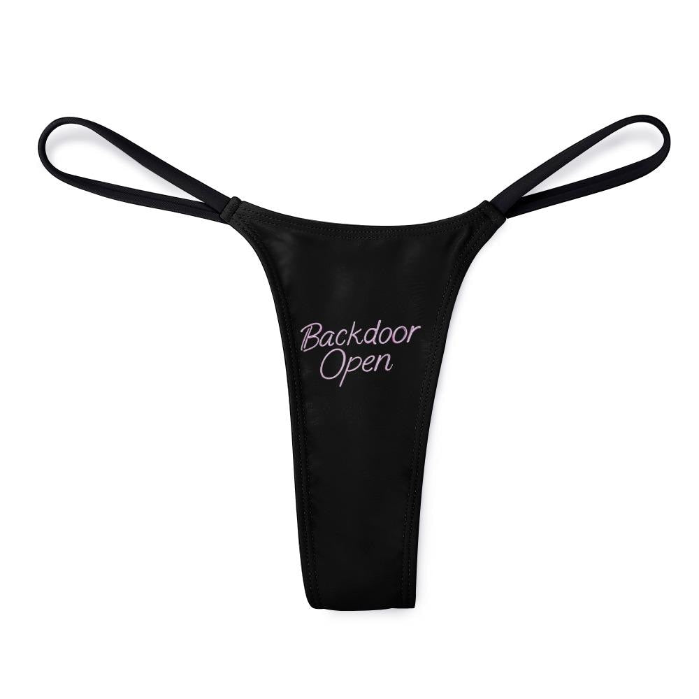 Backdoor Open Thong Panties - Sexy Anal Humor Lingerie - Naughty Black Underwear Gift - Adult Gag Gift Bachelorette Party Couples Gift